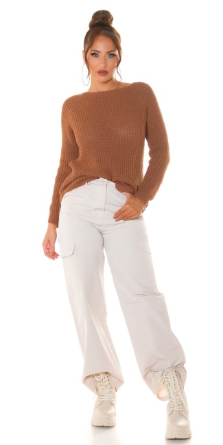 Troody basic comfy fit pullover bruin